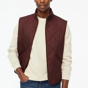 J. Crew Walker Vest Sleeveless Full Zip Quilted Puffer Dark Burgundy NWT XXL